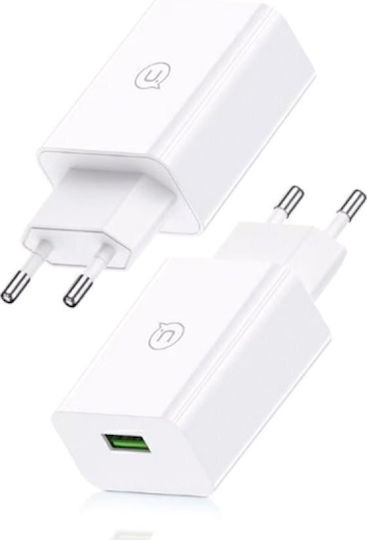 Usams Charger with USB-A Port and Cable USB-C 18W Quick Charge 3.0 Whites (SCXLTZ02)
