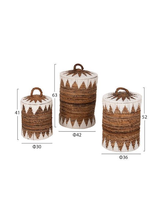 HomeMarkt Комплект декоративни кошници с капак и дръжки Brown 33x33бр 3бр