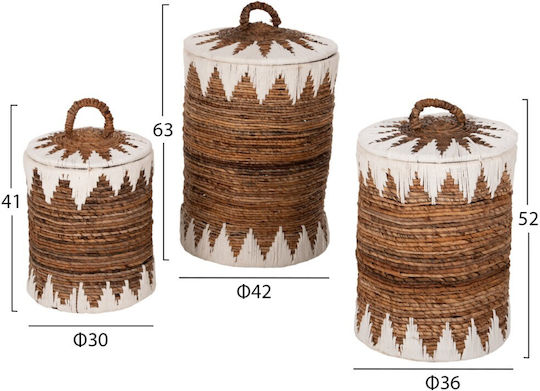 HomeMarkt Set dekorative Körbe mit Deckel & Griffen Braun 33x33cm 3Stück