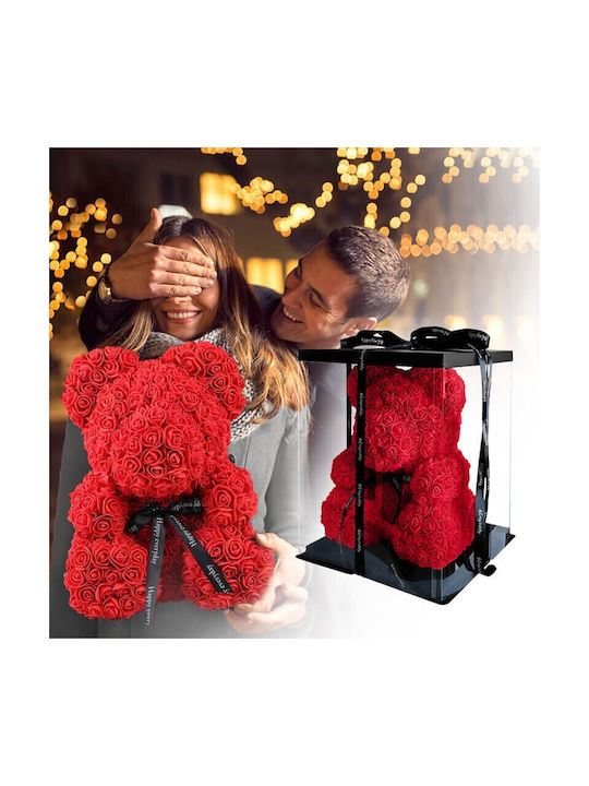 Ursuleț din Trandafiri Artificiali Red 25cm în cutie HOMie