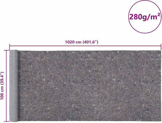 Vidaxl Αντιολισθητικό Μαλλί Ζωγράφου 1020 Cm 280 G/m² Γκρι