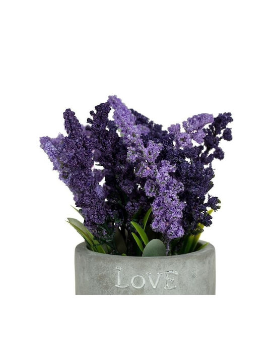 Ghiveci decorativ cu lavandă artificială, mesaj gravat Ø8x17 cm, gri Mo Gray
