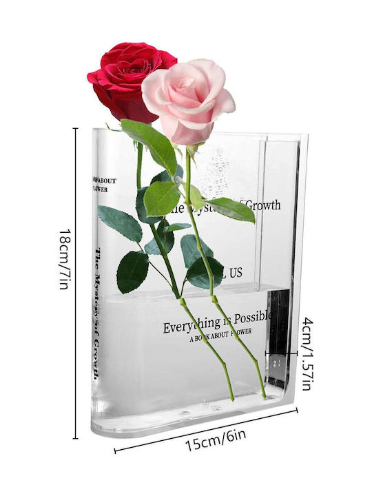 Transparente Acryl-Blumenvase in Buchform, 3-teiliges Set
