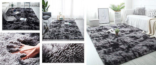 Strado Rutschfest Teppich Rechteckig Zottelig Synthetisch,Polyester/Cotton/Leather Dark Gray