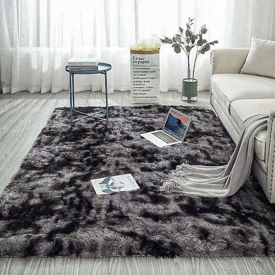 Strado Rutschfest Teppich Rechteckig Zottelig Synthetisch,Polyester/Cotton/Leather Dark Gray