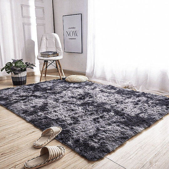 Strado Rutschfest Teppich Rechteckig Zottelig Synthetisch,Polyester/Cotton/Leather Dark Gray