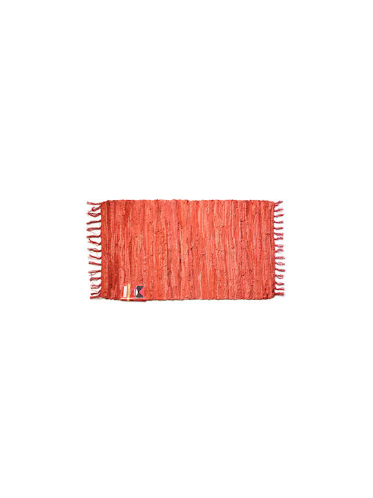 Chios Hellas Rug Fireplace Rectangular Leather with Fringes Red
