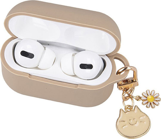 TelForceOne Pendant And Carabiner Θήκη Σιλικόνης με Γάντζο Camel για Apple AirPods Pro