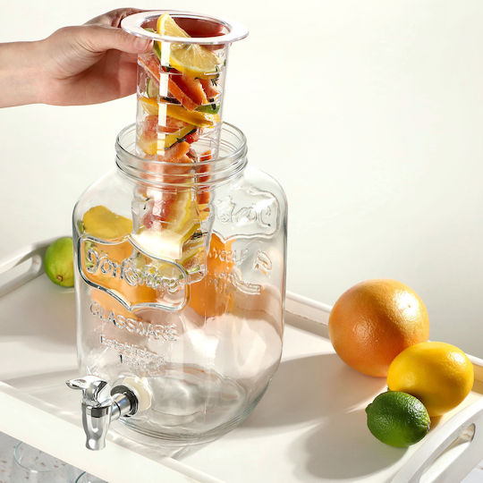 Borcan de sticlă Kadax 4l cu robinet pentru apă, limonadă, sucuri
