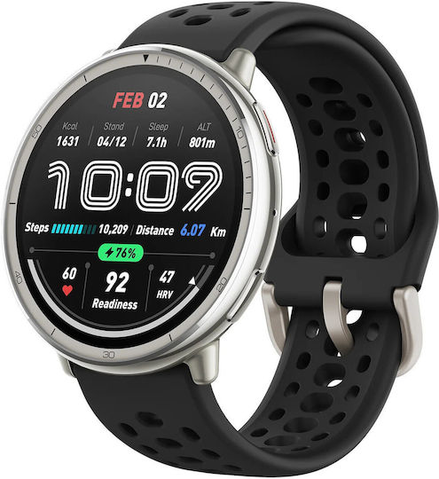 Amazfit Active 2 Stainless Steel 44mm Smartwatch with Heart Rate Monitor (Black)