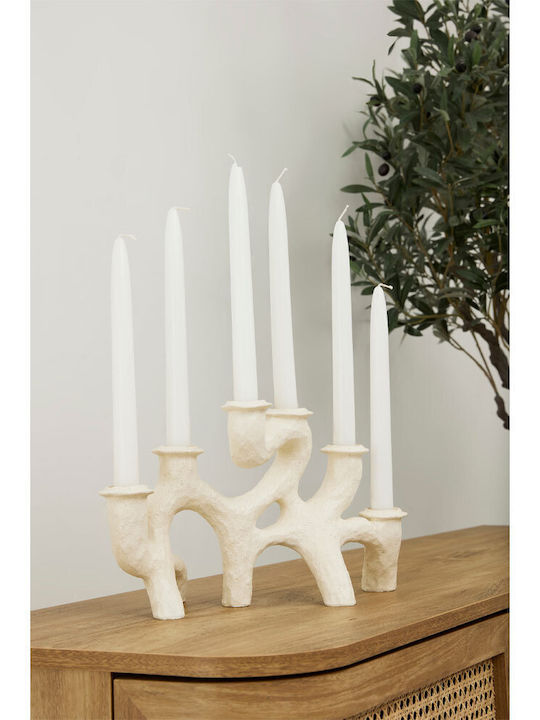 InTheBox Decker Candle Holder Polyresin in White Color 35x14x34.9cm 1pcs