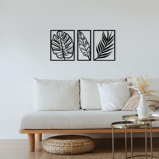 Wallity Decorative Black Leaf Silhouette Made of Metal 80x38cm
