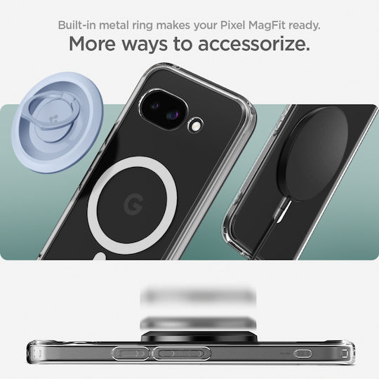 Spigen Ultra Hybrid Metal Ring (MagFit) Back Cover Silicon / Plastic 2mm Clear White (Google Pixel 9a)