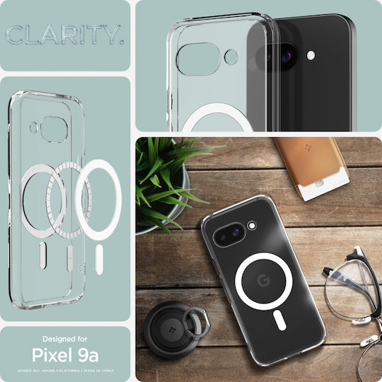 Spigen Ultra Hybrid Metal Ring (MagFit) Back Cover Silicon / Plastic 2mm Clear White (Google Pixel 9a)