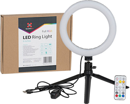 Quadralite LED Ring Light RGB Ringlicht 20,32cm mit Desktop Stativ