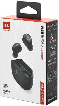 JBL Vibe Buds Bluetooth Handsfree Ακουστικά με Αντοχή στον Ιδρώτα και Θήκη Φόρτισης Μαύρα