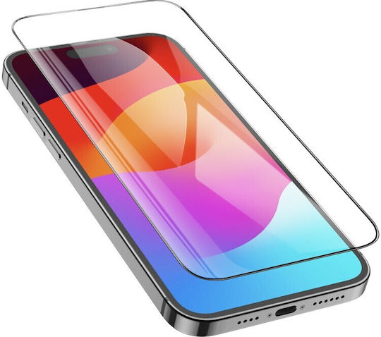 Hoco Guardian 5D 0.33mm Vollflächig gehärtetes Glas 10Stück Schwarz (iPhone 15 Pro)