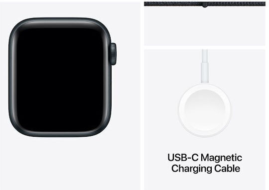 Apple Watch SE 2024 Aluminium 44mm Waterproof with Heart Rate Monitor (Midnight with Ink Sport Loop)