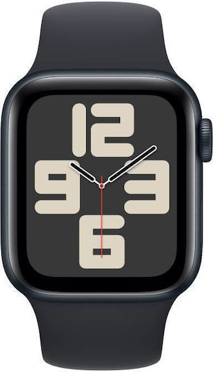 Apple Watch SE 2024 Cellular Aluminum 44mm Waterproof with eSIM and Heart Rate Monitor (Midnight Sport Band - M/L)