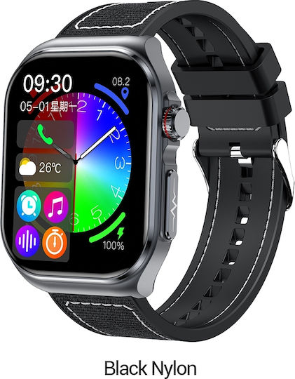 Microwear ET585 Smartwatch με Παλμογράφο (Black Steel)