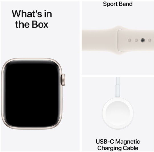 Apple Watch SE 2024 Cellular Aluminum 40mm Waterproof with eSIM and Heart Rate Monitor (Starlight with Starlight Sport Band - S/M)