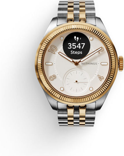 Withings Scanwatch Nova Brilliant Stainless Steel 39mm Waterproof with Heart Rate Monitor (Rose Gold Silver)
