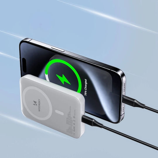 Wozinsky WRW349YWS MagSafe Power Bank 10000mAh 18W with USB-C Power Delivery White