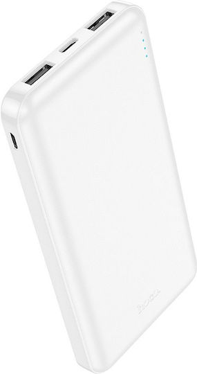 Hoco J100 Power Bank 10000mAh cu 2 Porturi USB-A Alb