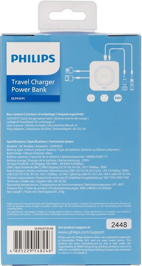 Philips Power Bank 10000mAh with USB-A Port and USB-C Port Black