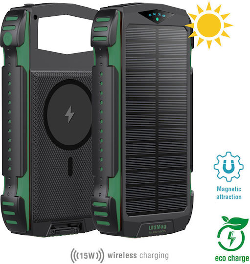 4Smarts Rugged TitanPack UltiMag Solar Power Bank 20000mAh with 2 USB-A Ports and USB-C Port Black