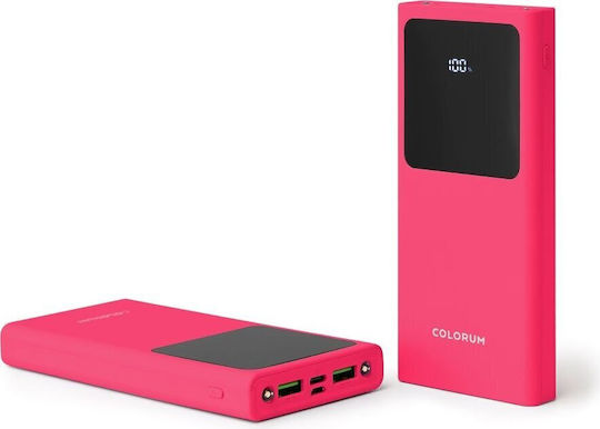 Colorum Power Bank 10000mAh 22.5W με 2 Θύρες USB-A και Θύρα USB-C xMagenta