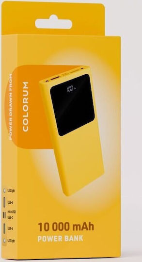 Colorum Power Bank 10000mAh 22.5W with 2 USB-A Ports and USB-C Port xYellow