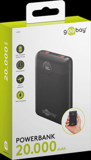 Goobay 65869 Power Bank 20000mAh 22W με 2 Θύρες USB-A και Θύρα USB-C Μαύρο