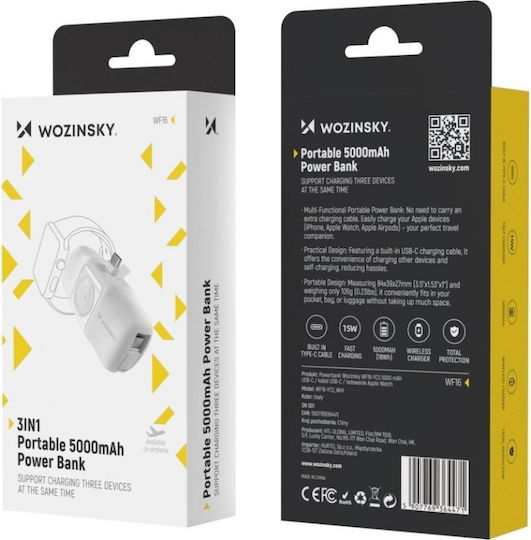 Wozinsky WF16-YCS Power Bank 5000mAh 15W with USB-C Port White
