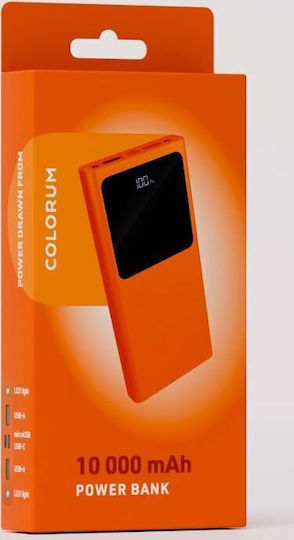 Colorum Power Bank 10000mAh 22.5W with 2 USB-A Ports and USB-C Port xOrange