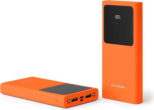 Colorum Power Bank 10000mAh 22.5W with 2 USB-A Ports and USB-C Port xOrange