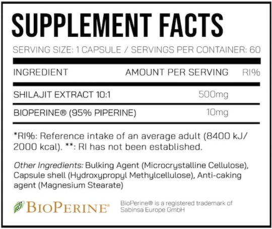 Dna Sports Shilajit 10:1 Extract 500mg 60 κάψουλες