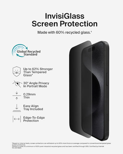 Belkin Screenforce Privacy Tempered Glass (iPhone 16/15)