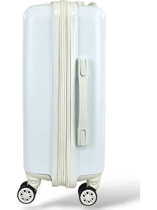 Playful Bags Cabin Travel Suitcase Hard White with 4 Wheels Height 55cm