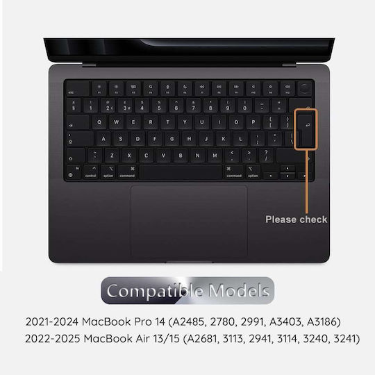 Techsuit Premium Puretypex Kc1 Keyboard Cover Ultra-Thin MacBook Pro 14 2024-2021 Air 13/15 2022-2025 Transparent