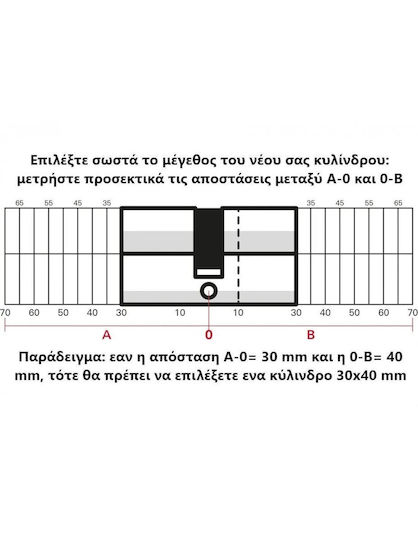 SP Souliotis Security Cylinder Lock Tiger 6 90mm (30-60) with 5 Keys