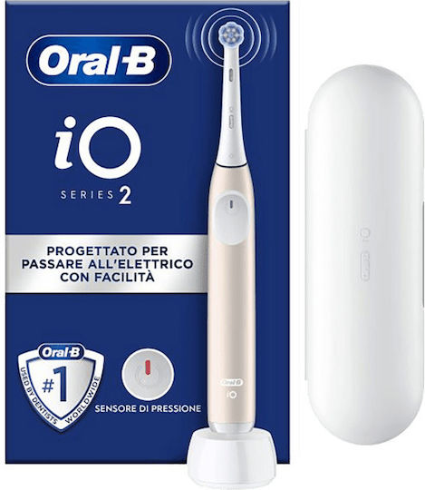 Oral-B iO Series 2 Elektrische Zahnbürste mit Drucksensor und Reisetasche Calm Pink