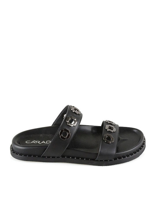 Leder Flache Sandalen für Damen Flatforms in Schwarz Farbe