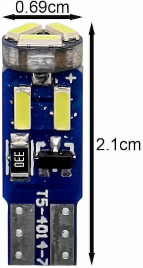 Лампи Автомобила T5 LED 6000К Хладно бяло 12V 1.32W 1бр