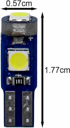 Лампи Автомобила T5 LED 6000К Хладно бяло 12V 1.5W 1бр