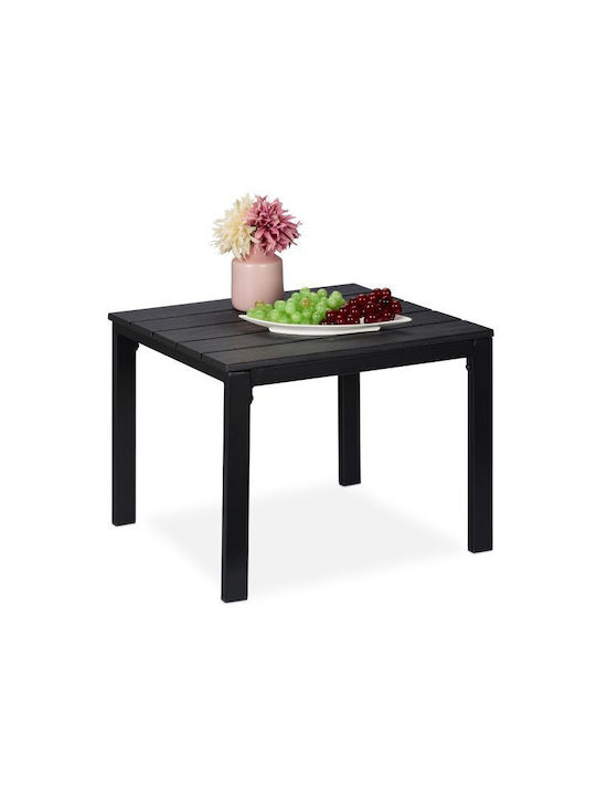 Plastic Masa Masa de lounge pentru spații exterioare mici cu schelet metalic Negru 52x48x39buc