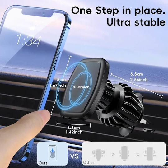 Techsuit Suport Auto pentru Telefon cu magnet Neagră