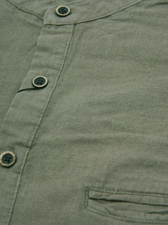 Langärmlig Leinen Hemd Khaki