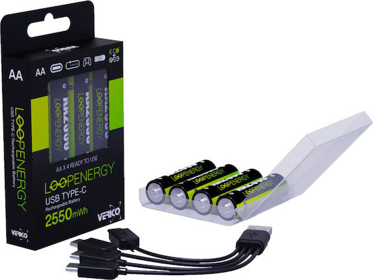 Verico Loopenergy Aa2550 4er-pack Επαναφορτιζόμενες Usb-c