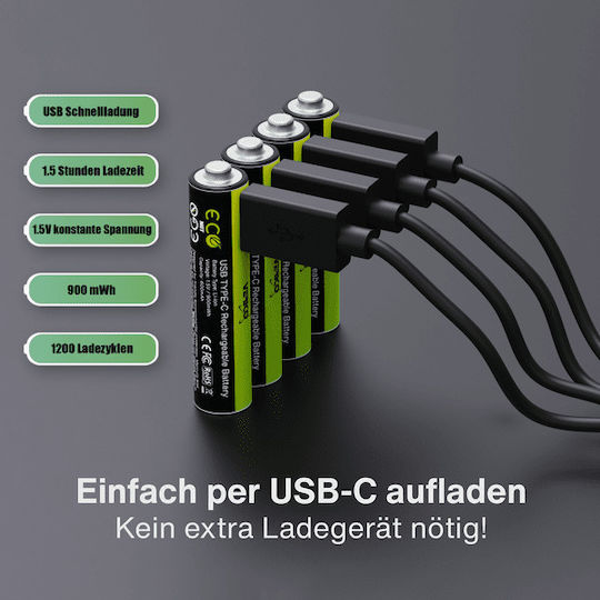 Verico Loopenergy Aaa900 4er-pack Επαναφορτιζόμενες Usb-c